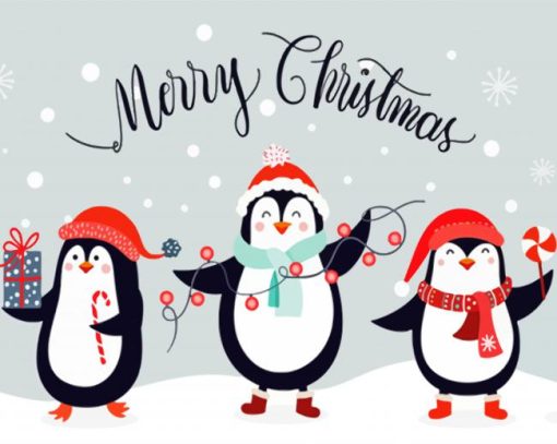 Aesthetic Penguin Christmas diamond painting