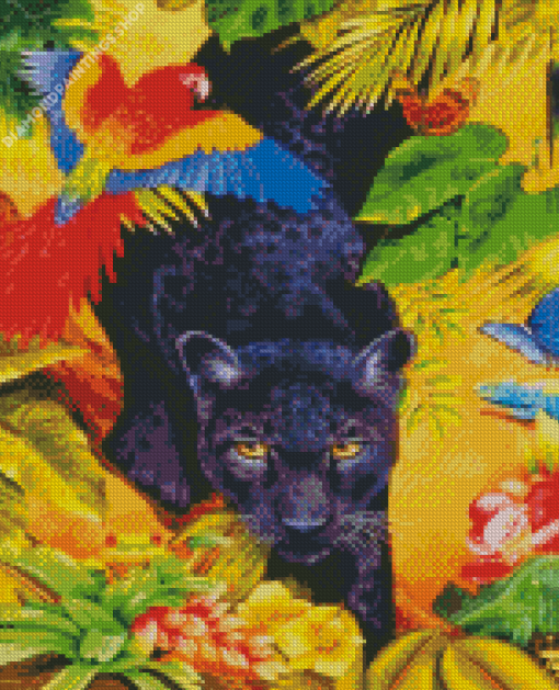 Black Jaguar Jungle diamond painting