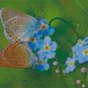 Butterflies On Forget Me Nots Flowers diamond painting