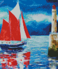 Dinghy Sailing In The Ocean diamond painting