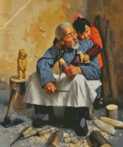 Grandfather And Granddaughter diamond painting