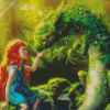 Green Dragon With Girl diamond painting