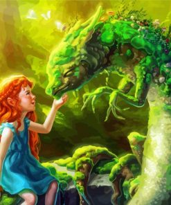 Green Dragon With Girl diamond painting