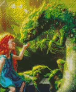 Green Dragon With Girl diamond painting