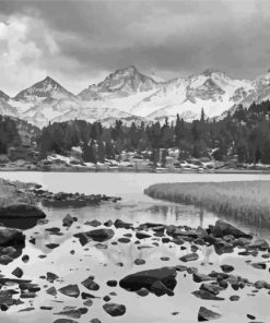 Landscape Mountain In Black And White diamond painting