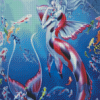 Mermaid Coy Fish Illustration diamond painting