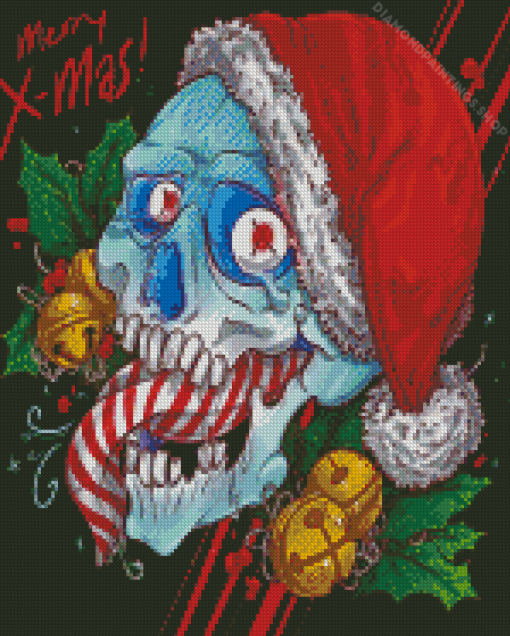 Merry X Mas Skull With Tongue diamond painting