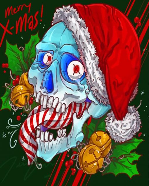 Merry X Mas Skull With Tongue diamond painting