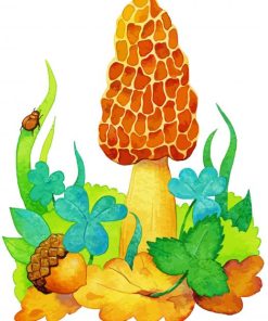 Morel Mushroom Illustration diamond painting