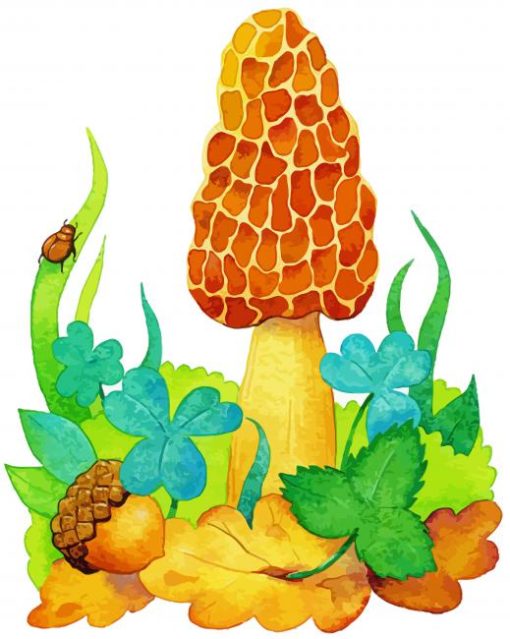 Morel Mushroom Illustration diamond painting