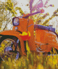 Orange Moped Motorcycle diamond painting