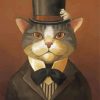 Vintage Cat With Hat diamond painting