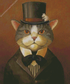 Vintage Cat With Hat diamond painting