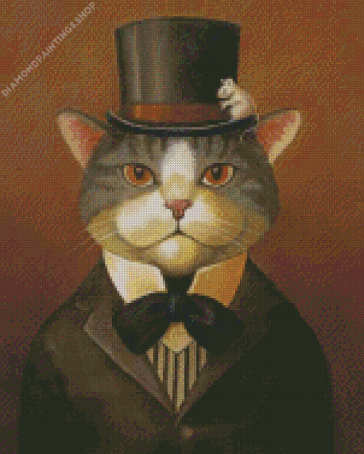 Vintage Cat With Hat diamond painting