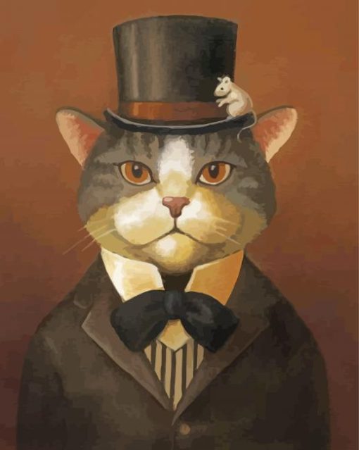 Vintage Cat With Hat diamond painting