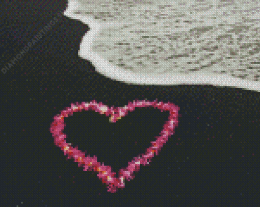 Beach With Floral Hearts In Sand diamond painting