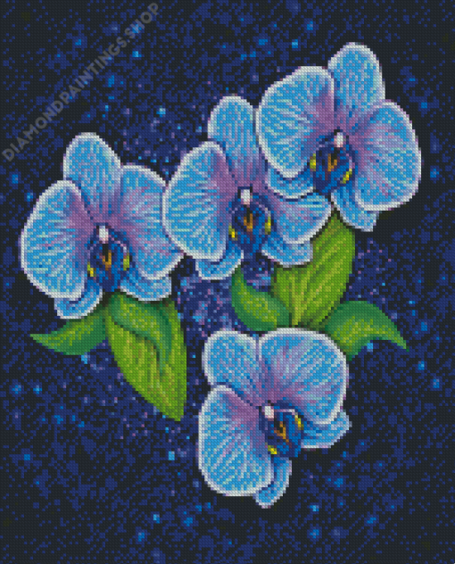 Blue Purple Orchids Art diamond painting