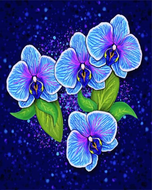 Blue Purple Orchids Art diamond painting