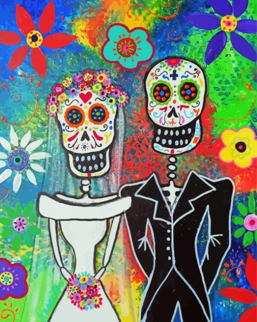 Sugar Skull Wedding Couple Art diamond painting