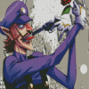 Waluigi With Flower And Gun diamond painting