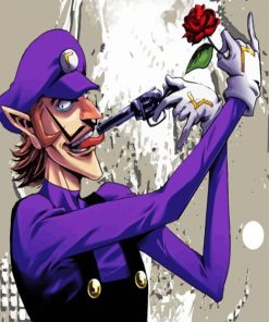 Waluigi With Flower And Gun diamond painting