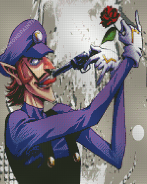 Waluigi With Flower And Gun diamond painting