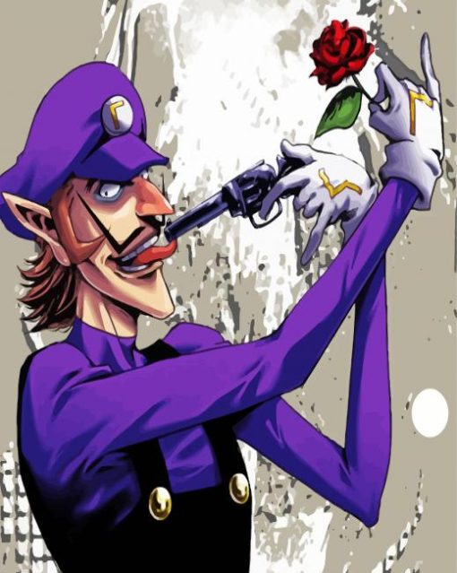 Waluigi With Flower And Gun diamond painting