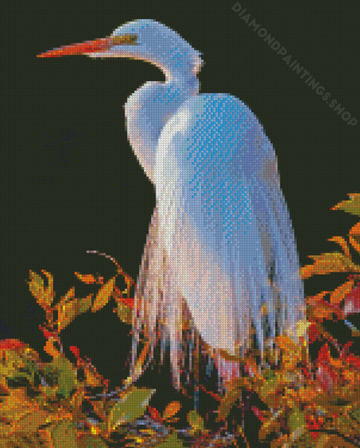 White Egret Bird Art diamond painting