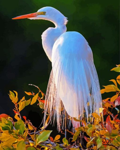 White Egret Bird Art diamond painting