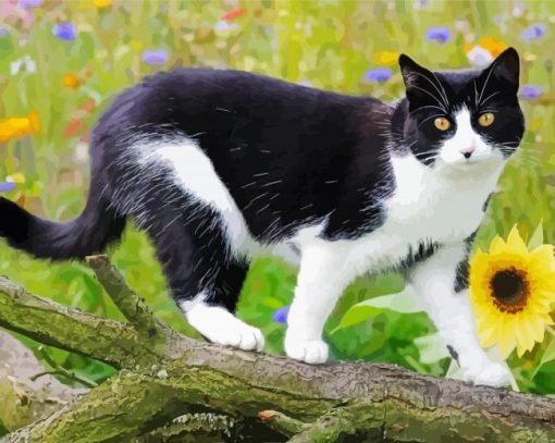 Aesthetic Cute Tuxedo Cat Art diamond painting