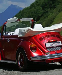 Aesthetic Red Vw Super Beetle Convertible diamond painting