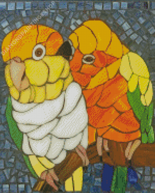 Caique Birds Abstract diamond painting