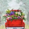 Red Truck With Flowers diamond painting
