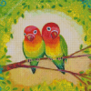 Red Lovebirds Art diamond painting
