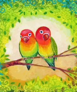 Red Lovebirds Art diamond painting