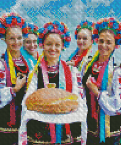 Ukrainian Girls With Headflowers diamond painting