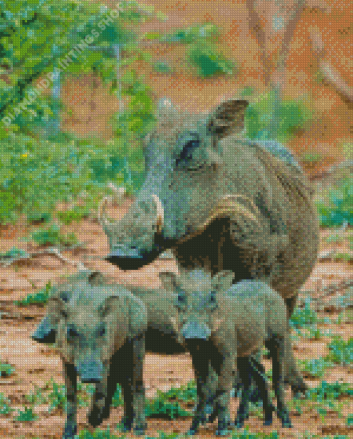 Wild Hogs Family diamond painting