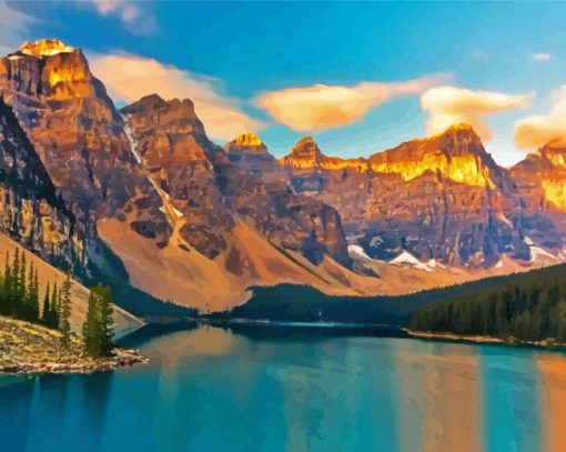 Aesthetic Mount Moraine Lake Diamond Paintings