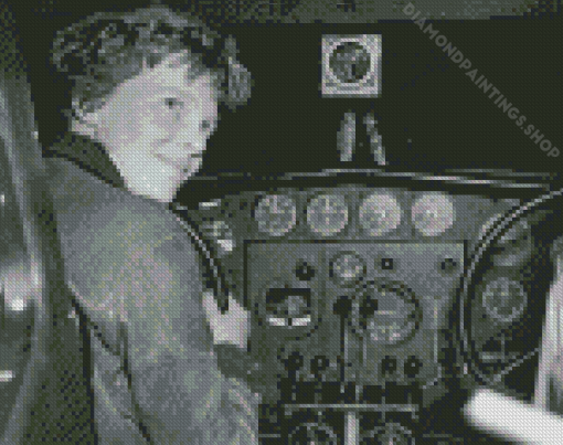 Amelia Earhart In The Plane Diamond Paintings
