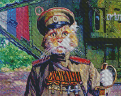 Adorable Army Cat Diamond Paintings