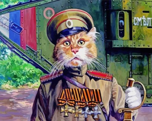 Adorable Army Cat Diamond Paintings