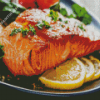 Baked Salmon Steak With Lemon Diamond Paintings