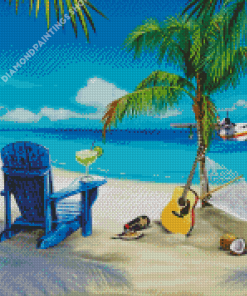 Beach Scene Blue Chair Diamond Paintings