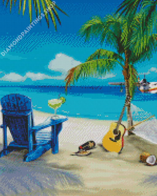 Beach Scene Blue Chair Diamond Paintings