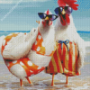 Beach Chicken Couple Diamond Paintings