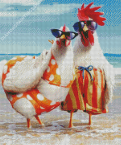 Beach Chicken Couple Diamond Paintings