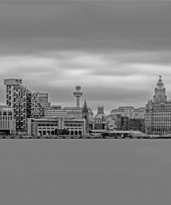 Black And White Liverpool Skyline Diamond Paintings