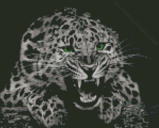 Black And White Cheetah Green Eyes Diamond Paintings