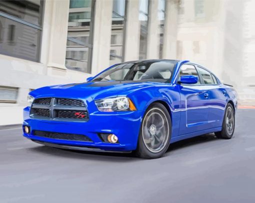 Blue 2010 Dodge Charger Car Diamond Paintings