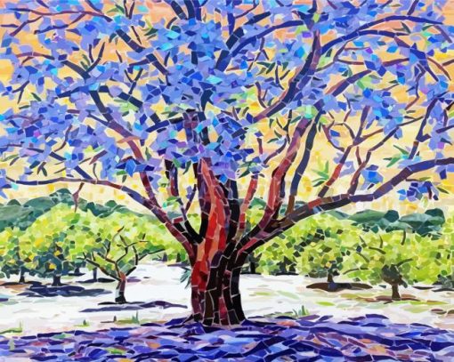Blue Mosaic Tree Diamond Paintings